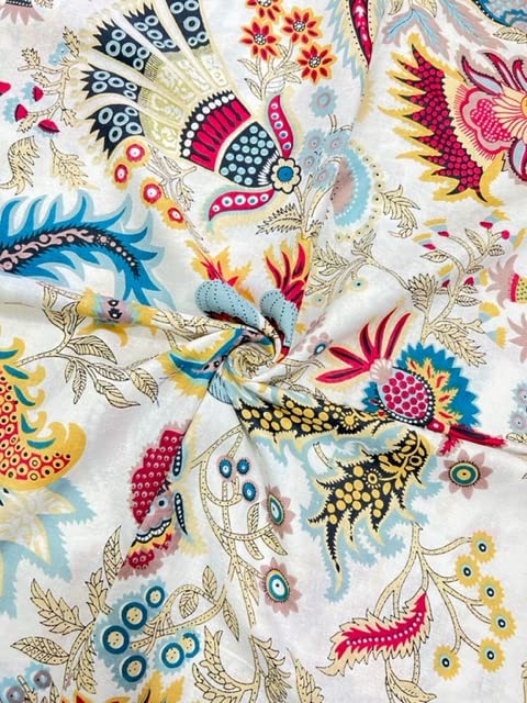 Jaipur exports Quality Cotton Fabric 100% Pure Cotton Dress Making, Table Covers for All Home Furnishing, Running Fabric Natural Block Printed (3 Meter) MUKUT (3 Meter, White)-image-16