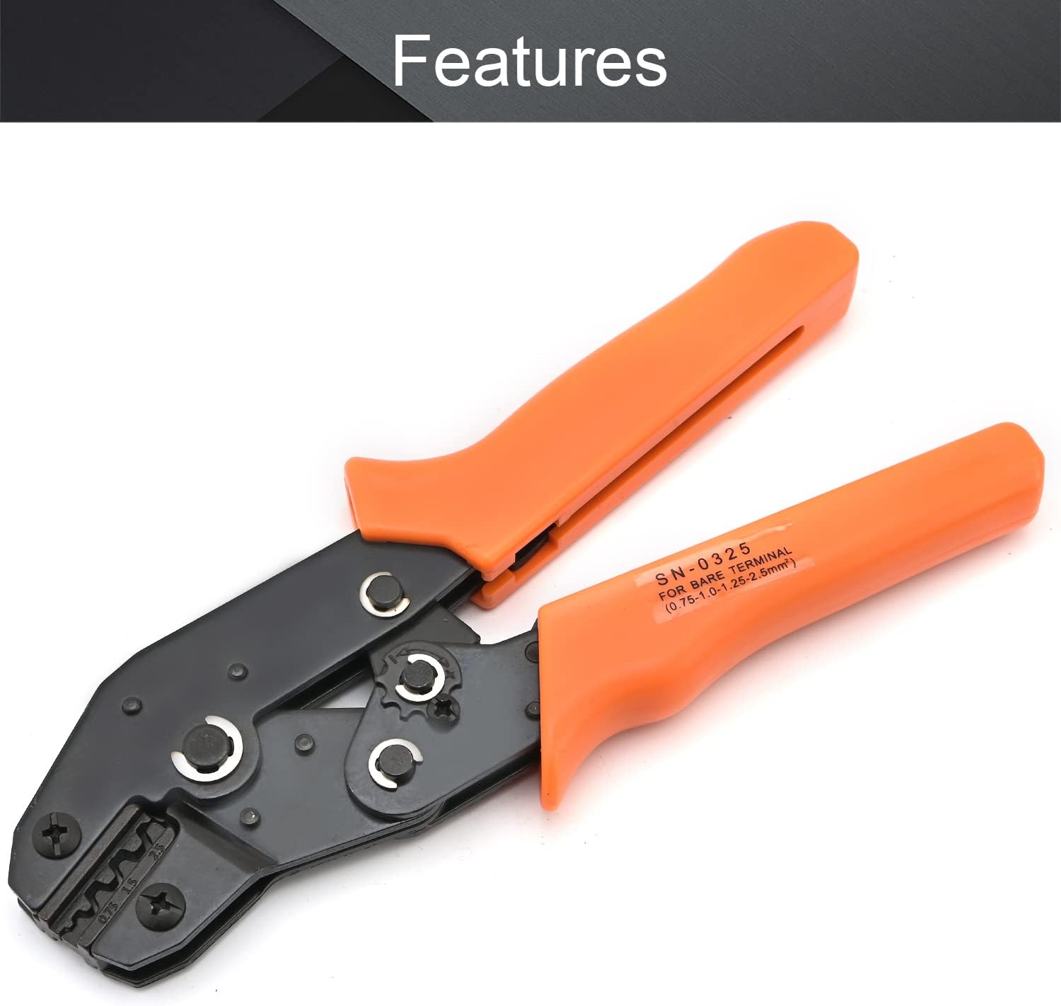 Utoolmart 7-inch Ratchet Crimping Press Plier Crimper Tool SN-0325 for 0.75-2.5mm² Wire Insulated Terminal 1 pcs