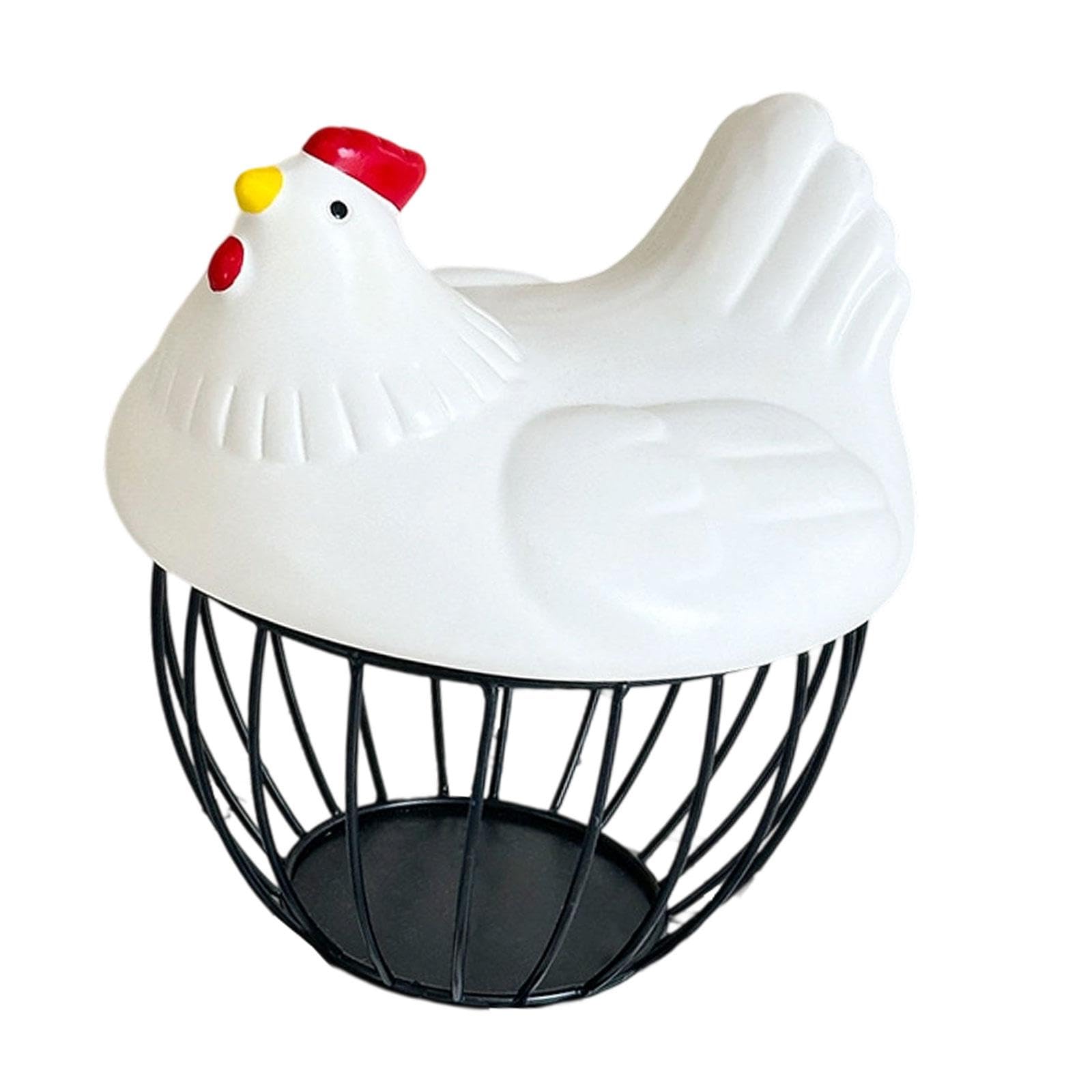 Porte-œufs en Forme de Poule, Couvercle de Rangement en Forme de Poule, Panier de Collecte pour Restaurant, Blanc