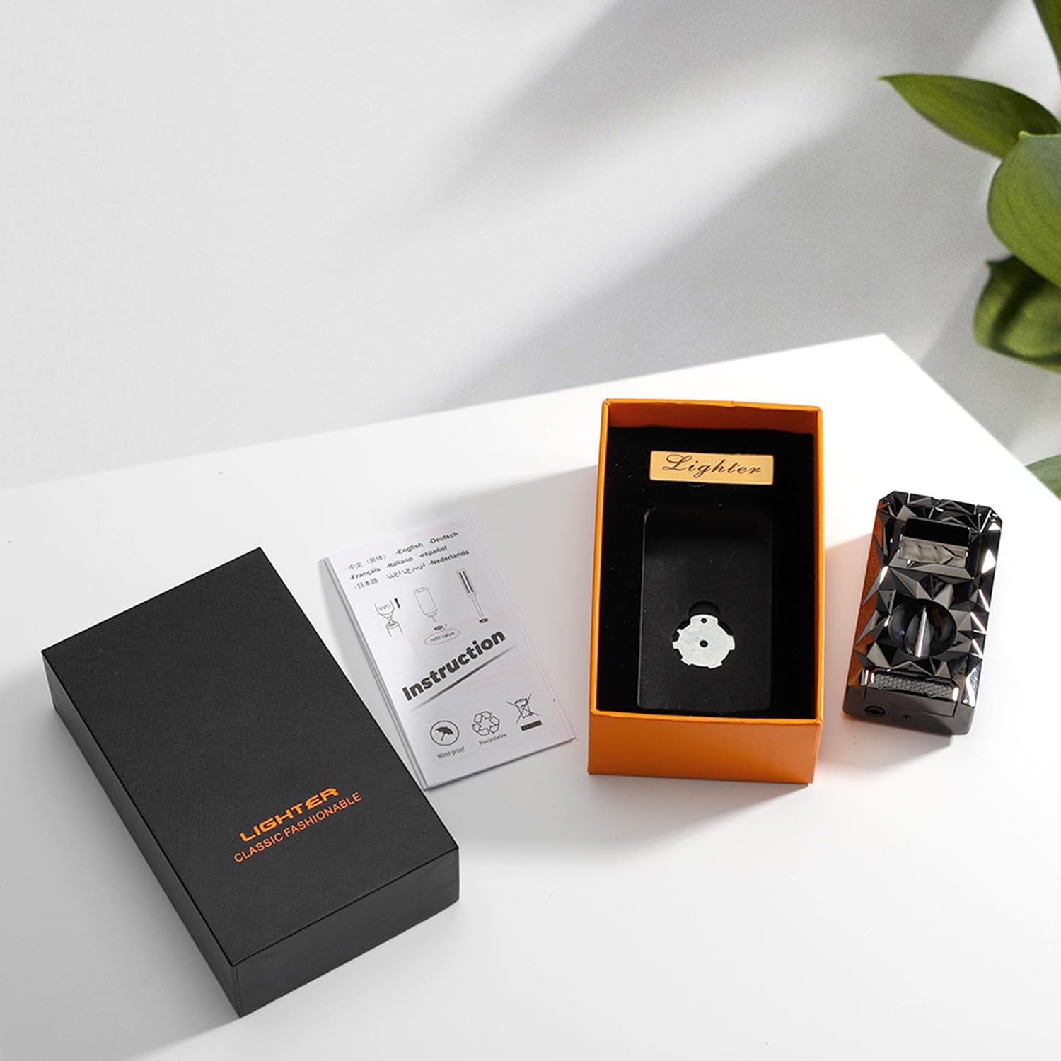 Briquet torche avec flamme jet anti-vent, coupe-V intégré et aiguille, briquet rechargeable en métal au gaz butane, briquets de poche multifonctionnels tout-en-un pour bougies, cadeaux pour hommes