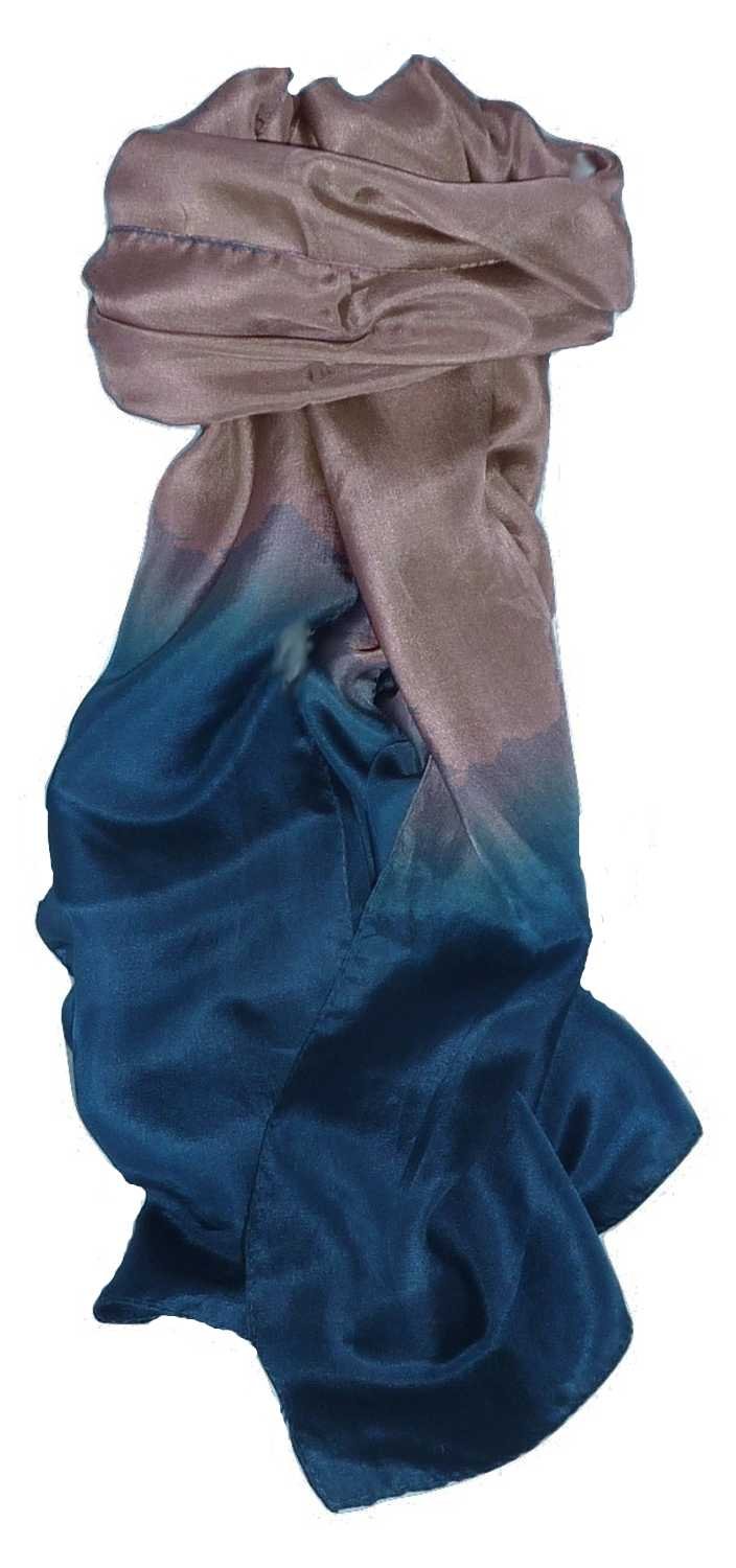 Pashmina & Silk Tabby Weave Pure Silk Scarf Sapphire