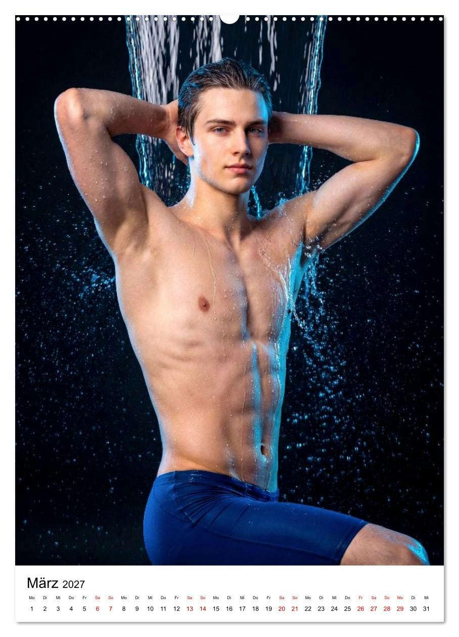 Im Bann des Wassers - Athletische Ästhetik männlicher Schwimmer (hochwertiger Premium Wandkalender 2027 DIN A2 hoch), Kunstdruck in Hochglanz: ... voller Präsenz und Dynamik. (CALVENDO Erotik)