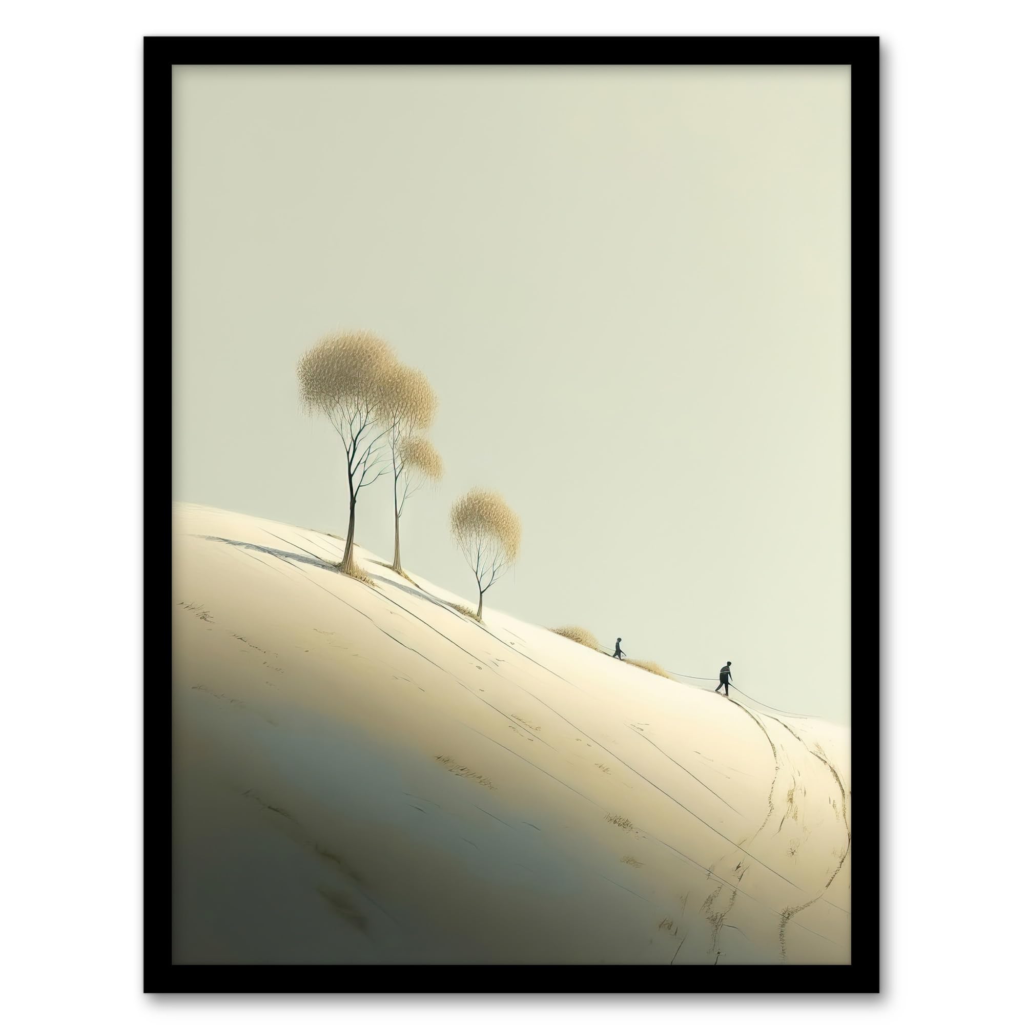 Artery8 Snow Day By Amy Denver Minimalist Soft Pastel Yellow Minimalism Simple Modern Artwork Artwork Framed Wall Art Print 18X24 Inch