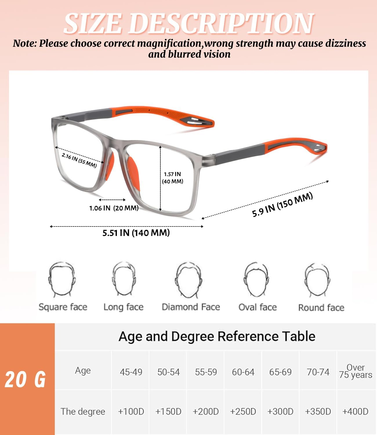 Hubeye Photochromic Progressive Reading Glasses for Men and Women Ultralight Flexible Anti-Blue Light Readers(Clear+Black+Orange,+1.5) - Image 5