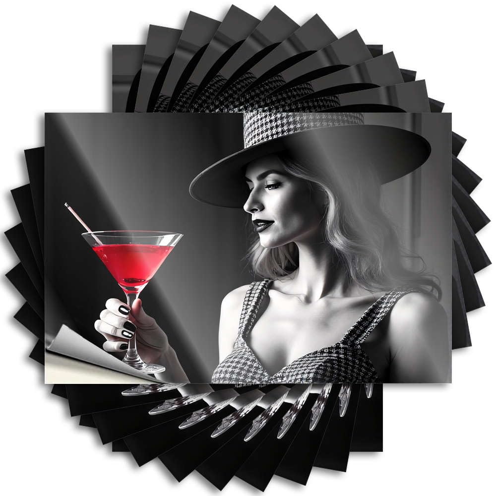 House Stuff Helmet Sticker | A Stylish Woman in A Hat Holding A Red Cocktail Encouraging Durable Vinyl Sticker Easy Apply for Billiard(6X9CM)