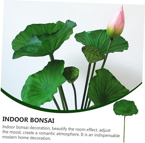Miniatura 4 de 1 juego de flores artificiales de loto falso, decoración del hogar, arreglo floral, utilería, hojas de lirio de agua, arreglos florales de seda de