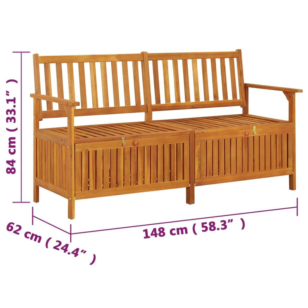 Generico Cassapanca 148 cm in Legno Massello di Acacia,Mobili da Giardino,Mobili e sedie da Giardino,Panchine da giardino-316743