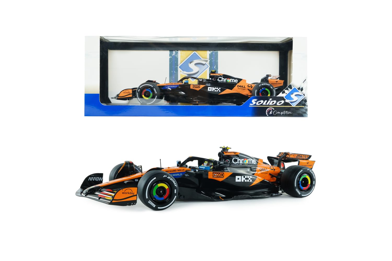 Solido - McLaren MCL39#4 GP Australia 2025 1:18 – Die-Cast Formel 1 Modellauto, Fahrer L. Norris, orange, Sammlermodell, Fensterkarton mit Kunststoffsockel