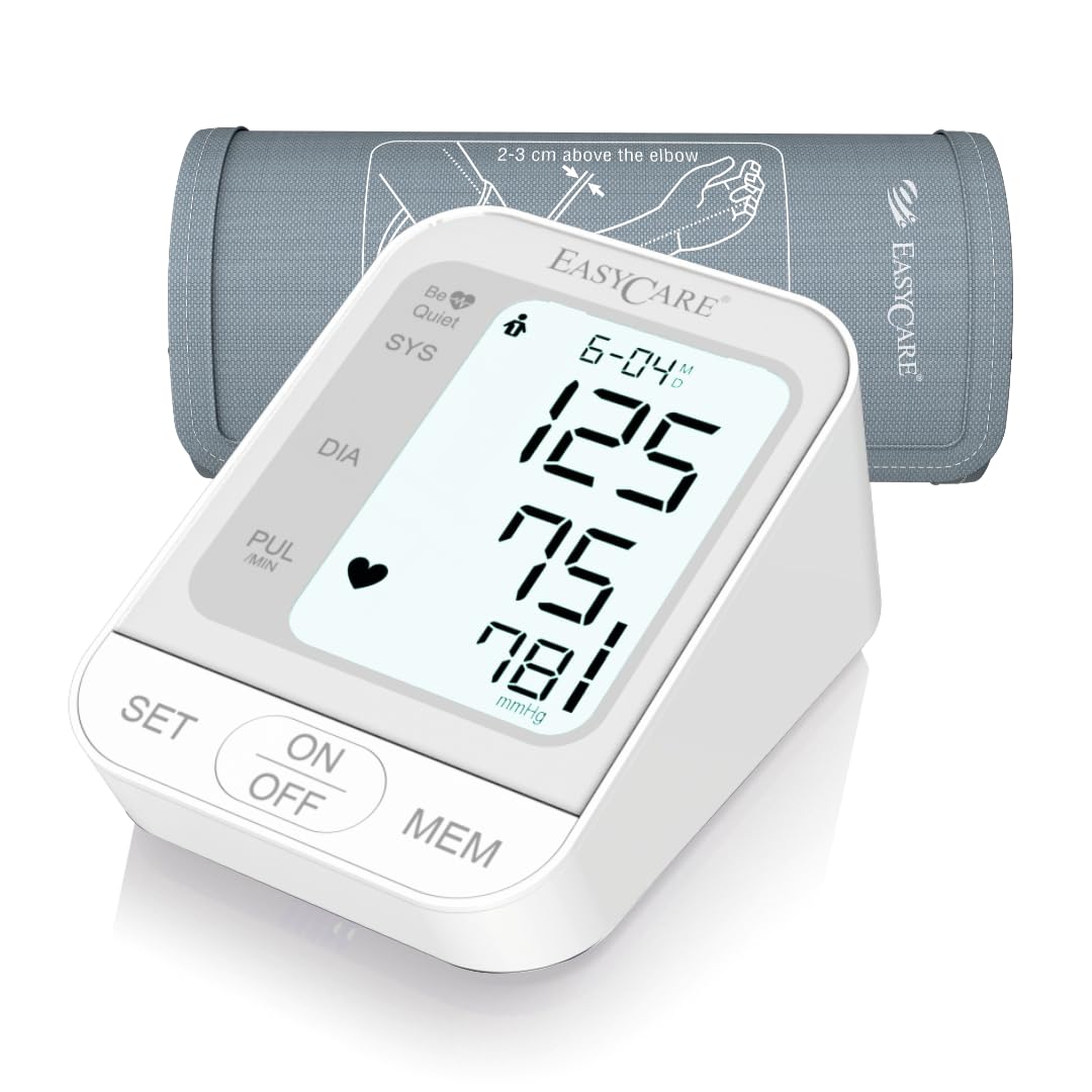 easycare fully automatic talking digital bp monitor with lithium battery | portable bp machine for home | large display | memory function | usb rechargeable | 22-36cm cuff (white)