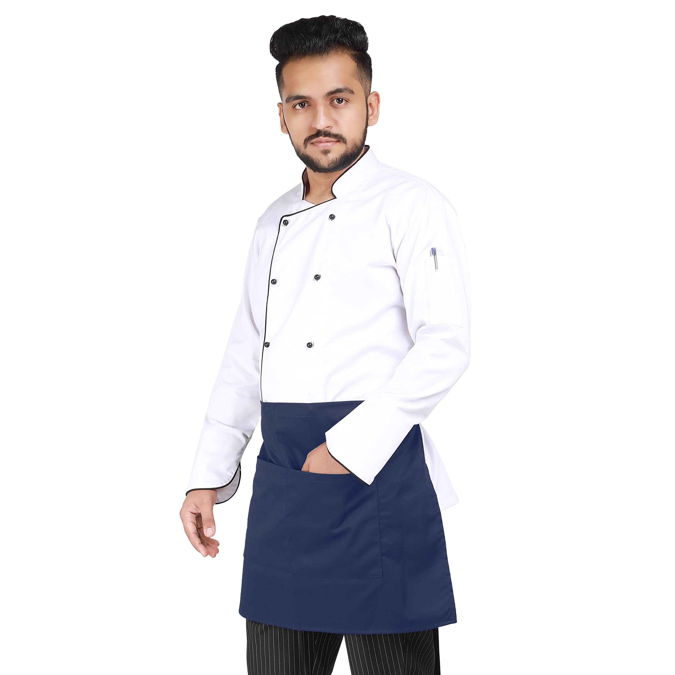 YANEK Kitchen Short Apron | Unisex | Chef Kitchen Adjustable Bib Apron with Pockets & Adjustable Tie Rope | For Home, Restaurant, Café, Hotel, Bakery, Salon