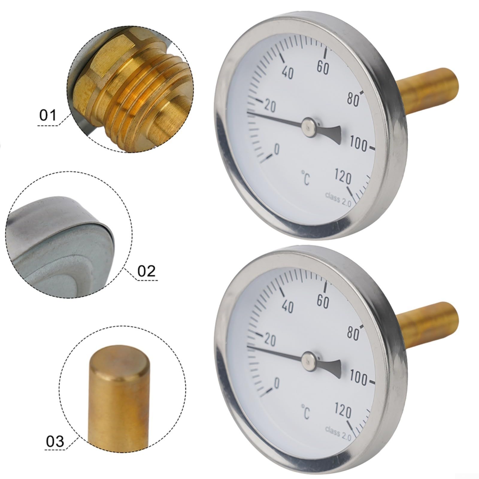 Termómetro con revestimiento de cobre de 1/2 pulgadas, termostato de inmersión, depósito de caldera, 120 °C (6 unidades)