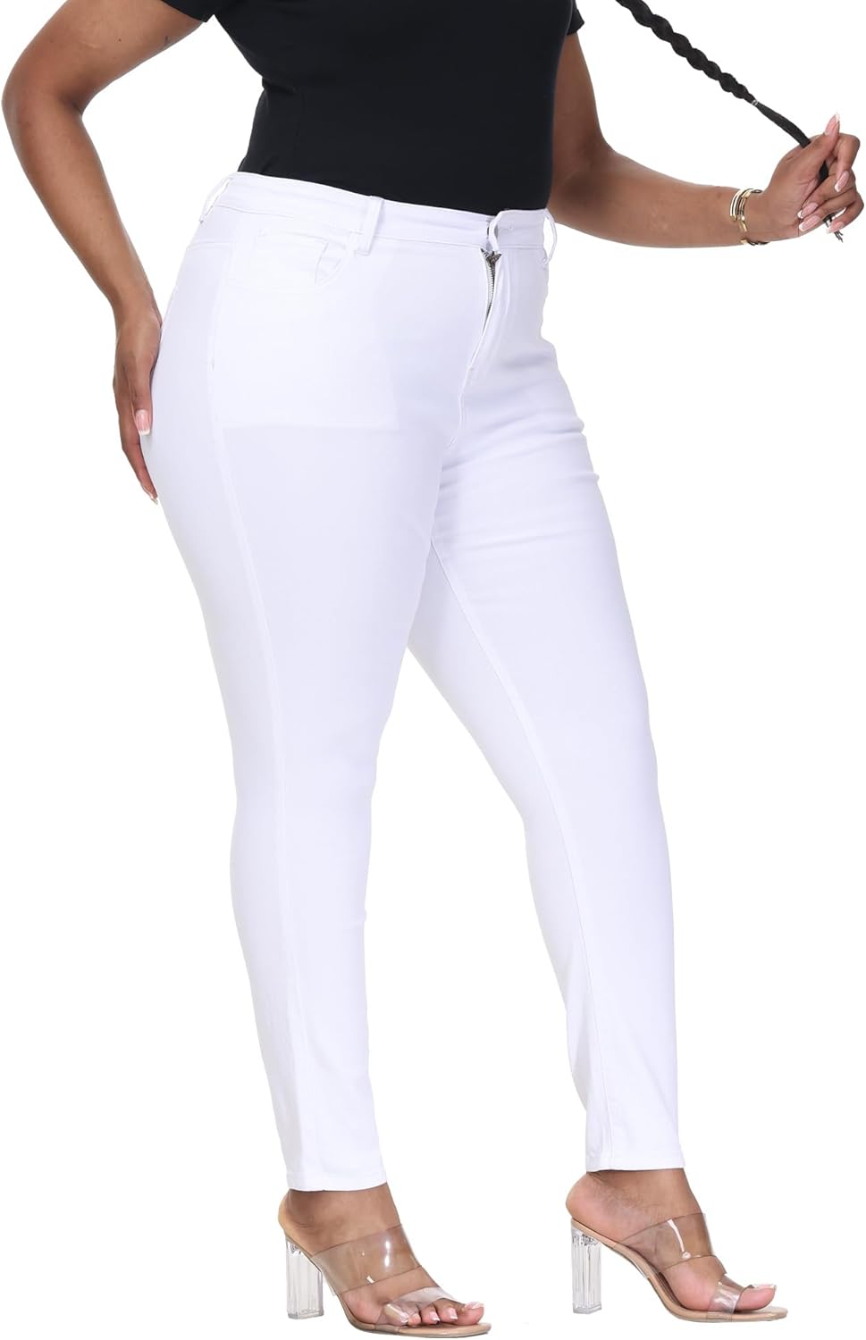 Womens Plus Size Skinny Jeans High Waisted Stretchy Classic Ankle Jean - Image 4