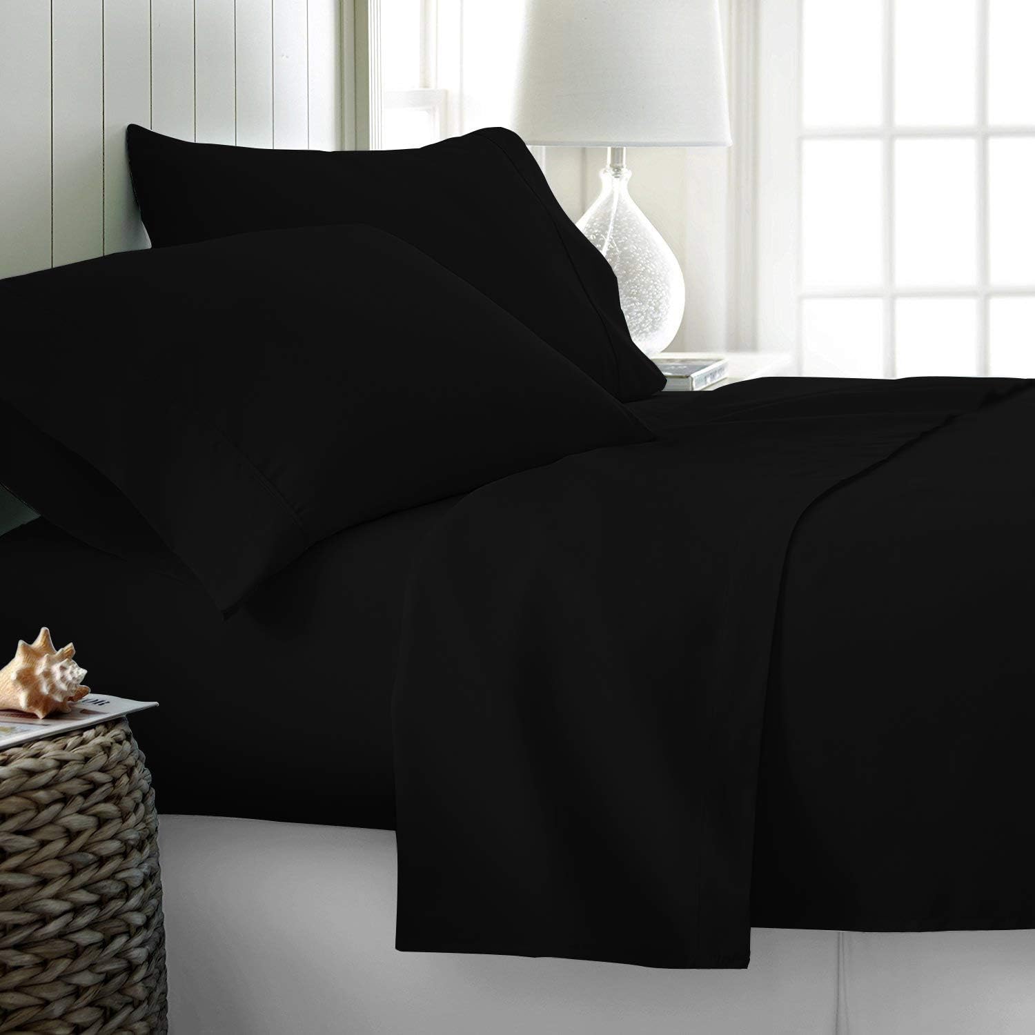 Pure Egyptian Queen Size Cotton Bed Sheets Set (Queen, 800 Thread Count) Black Bedding and Pillow Cases (4 Pc) – Egyptian Cotton Sheets Queen Size Bed- Sateen Sheets - 18” Deep Pocket Queen Sheets : Home & Kitchen