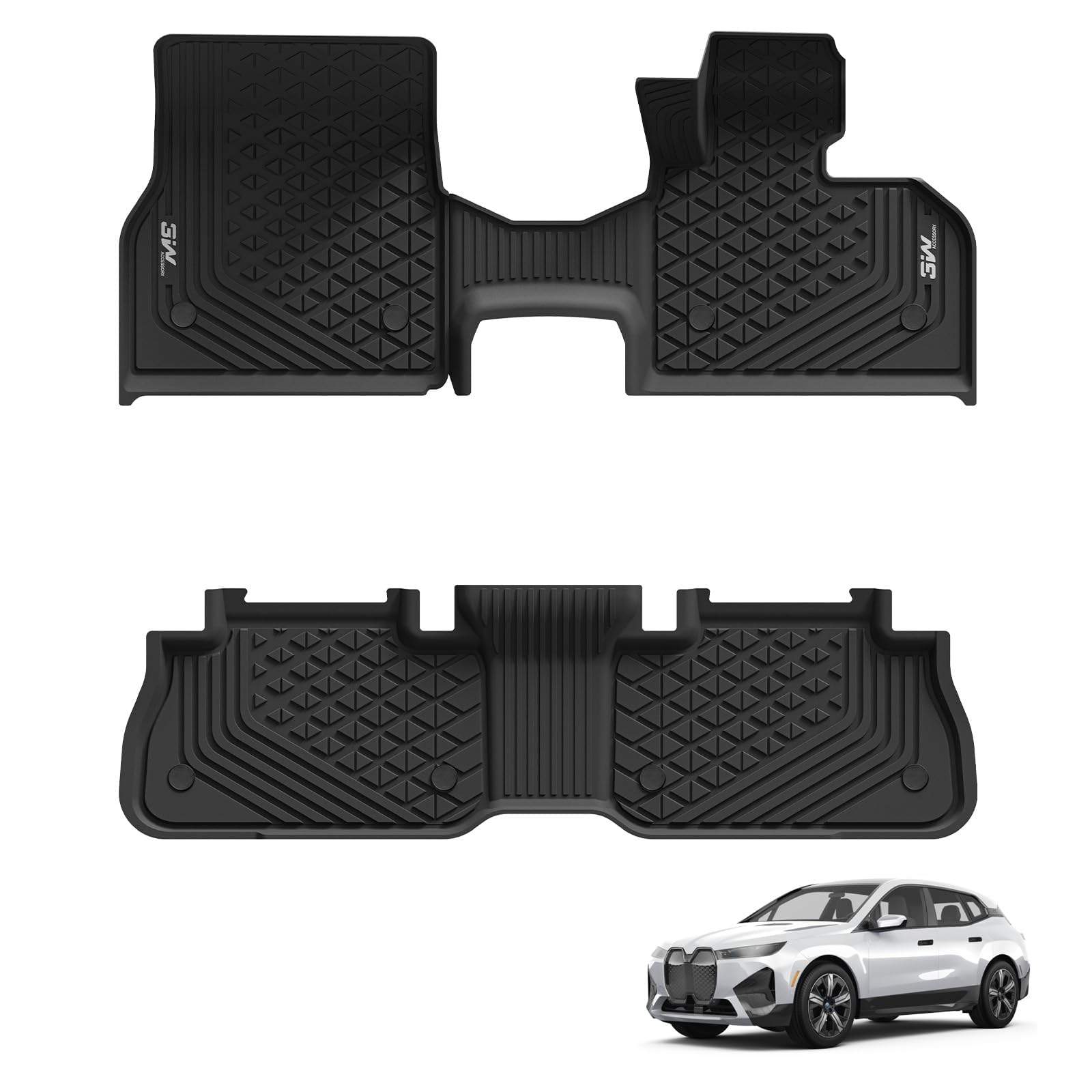 3W Floor Mats Fit for BMW iX i20 2022-2026, Odorless Thoex™ Dog Friendly All Weather Premium Car Mats, Waterproof Anti Slip Easy To Clean Fashion Design Car Liner Accessories
