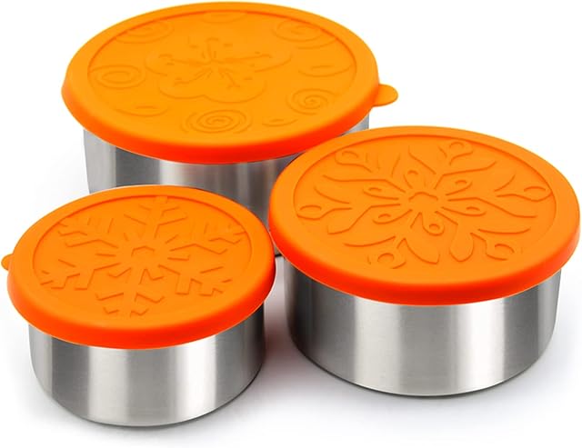 nicelock Stainless Steel Food Storage Containers Set of 3 Reusable Metal Bento Lunch Snack Boxes Food Prep Container with Lids Freezer & Dishwasher Safe | 400+680+950 ml | BPA-Free Plastic-Free