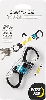 Nite Ize MSBL-03-R7 SlideLock - Mosquetón Doble con Cierre magnético, 360°, Color Azul