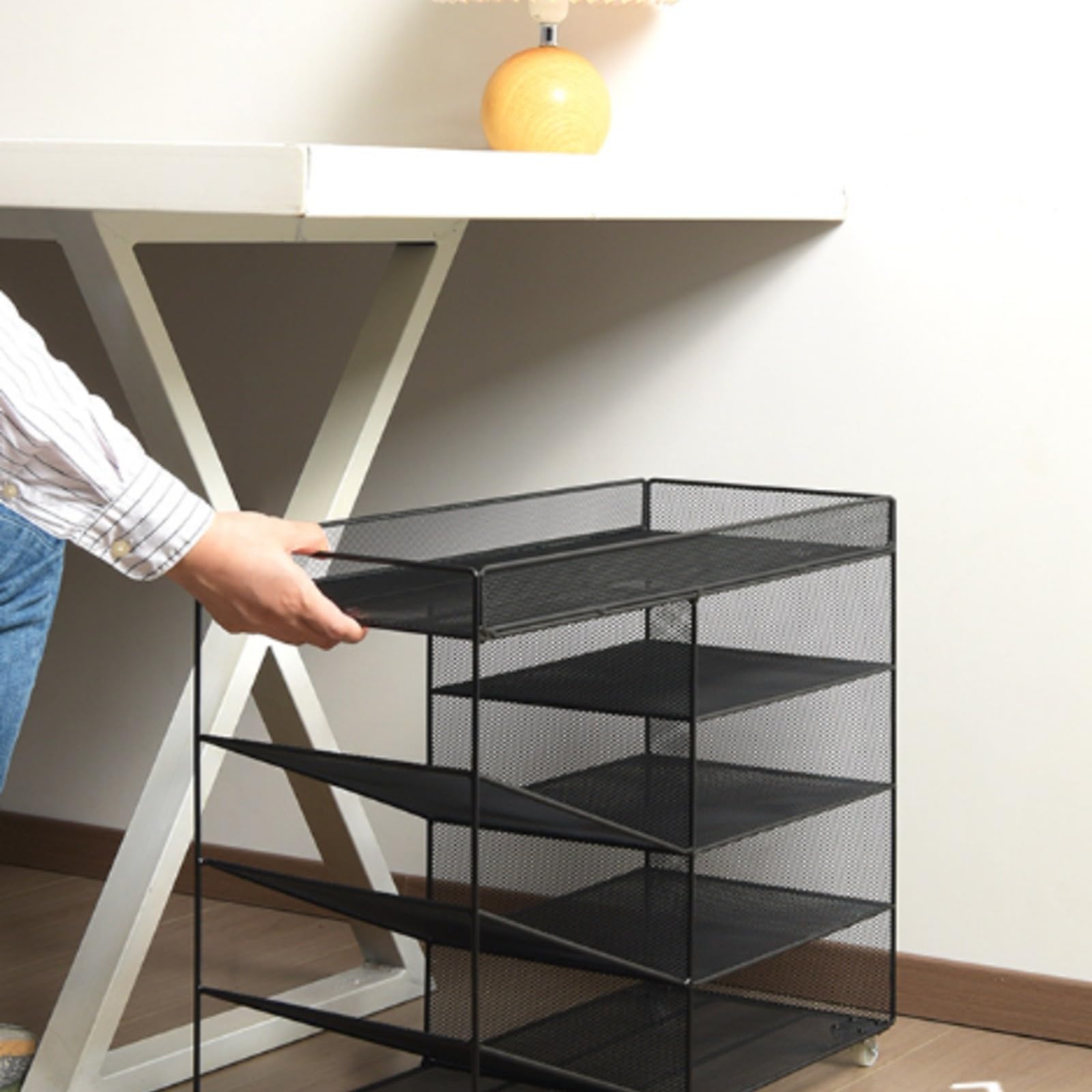MagiDeal Estantería Malla con Ruedas Versátil, Negro