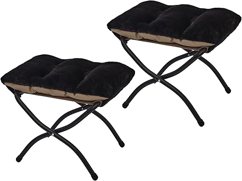 Miniatura 15 de Otomana plegable de 15 pulgadas de alto, taburete reposapiés plegable, taburete pequeño portátil para sofá, otomana plegable para sofá, otomanas