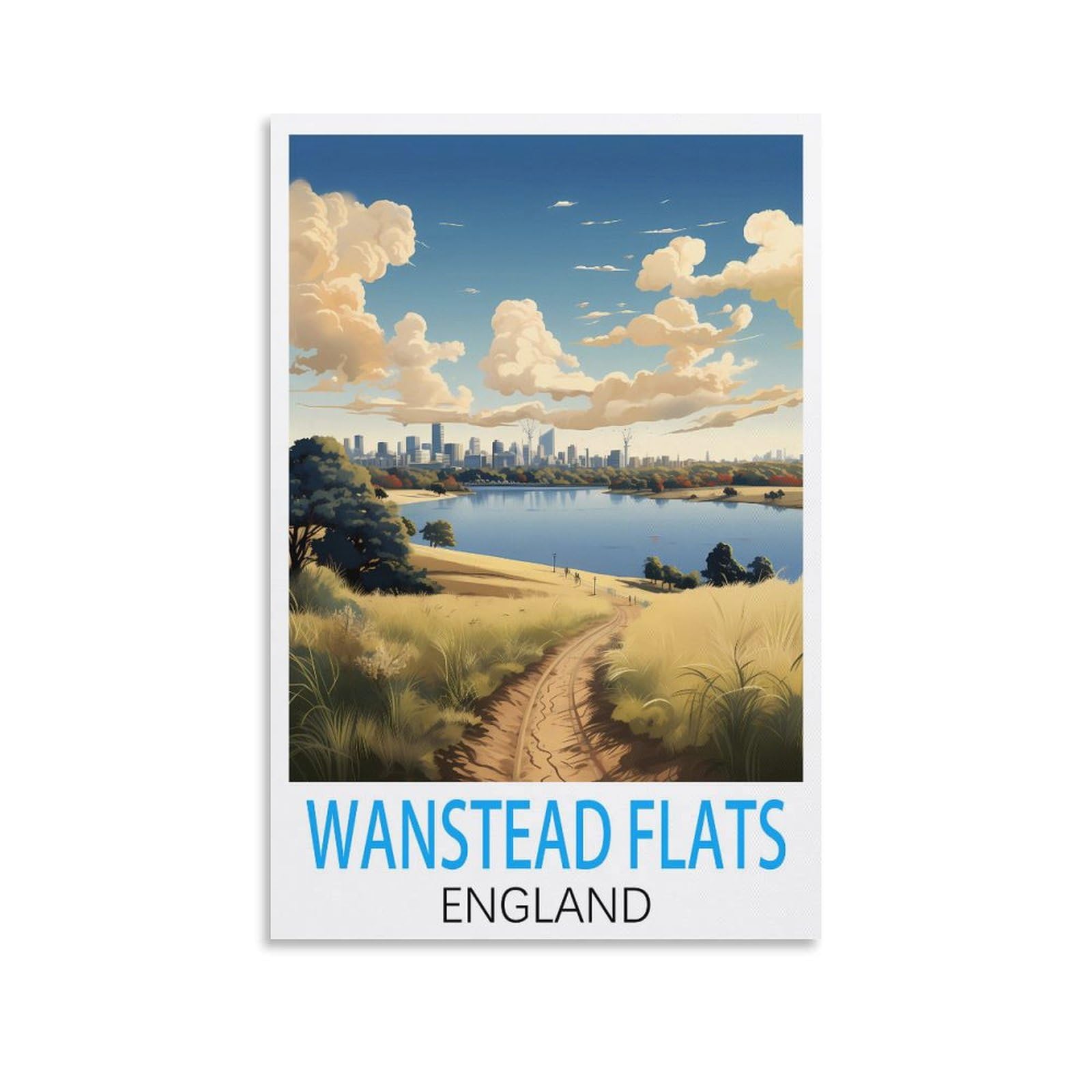 Lolwnni Unframe-Style Wanstead Flats England Vintage Travel Poster 12X18inch(30X45cm) Canvas Wall Art Print Picture Paintings For Living Room Bedroom Decor
