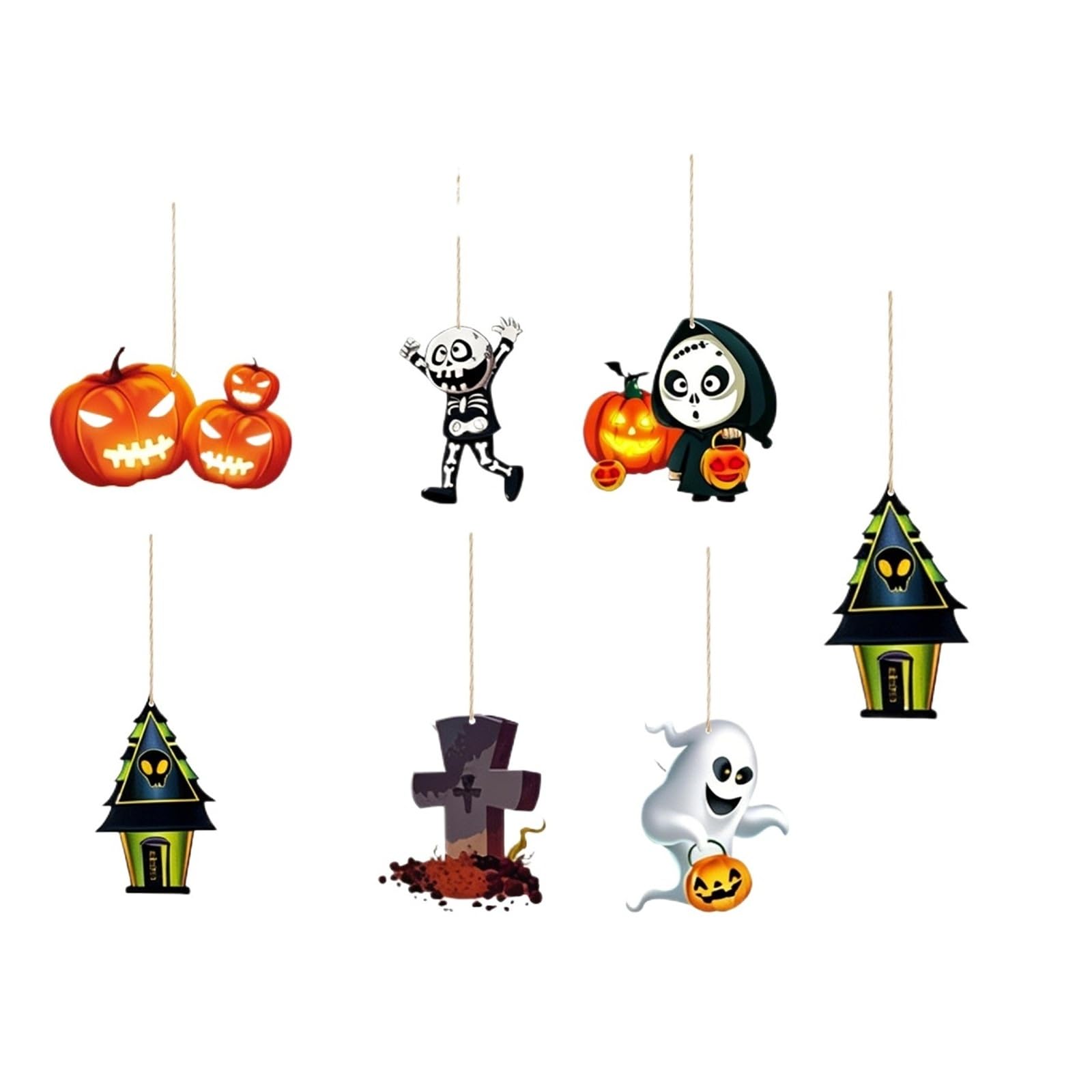 OTKSMDYY Halloween Party Atmosphere Decoration Door Ornament Ghost Pumpkin Black Cat Wooden Front Wall Sign(Halloweenwoodentagtypea-6pcs)