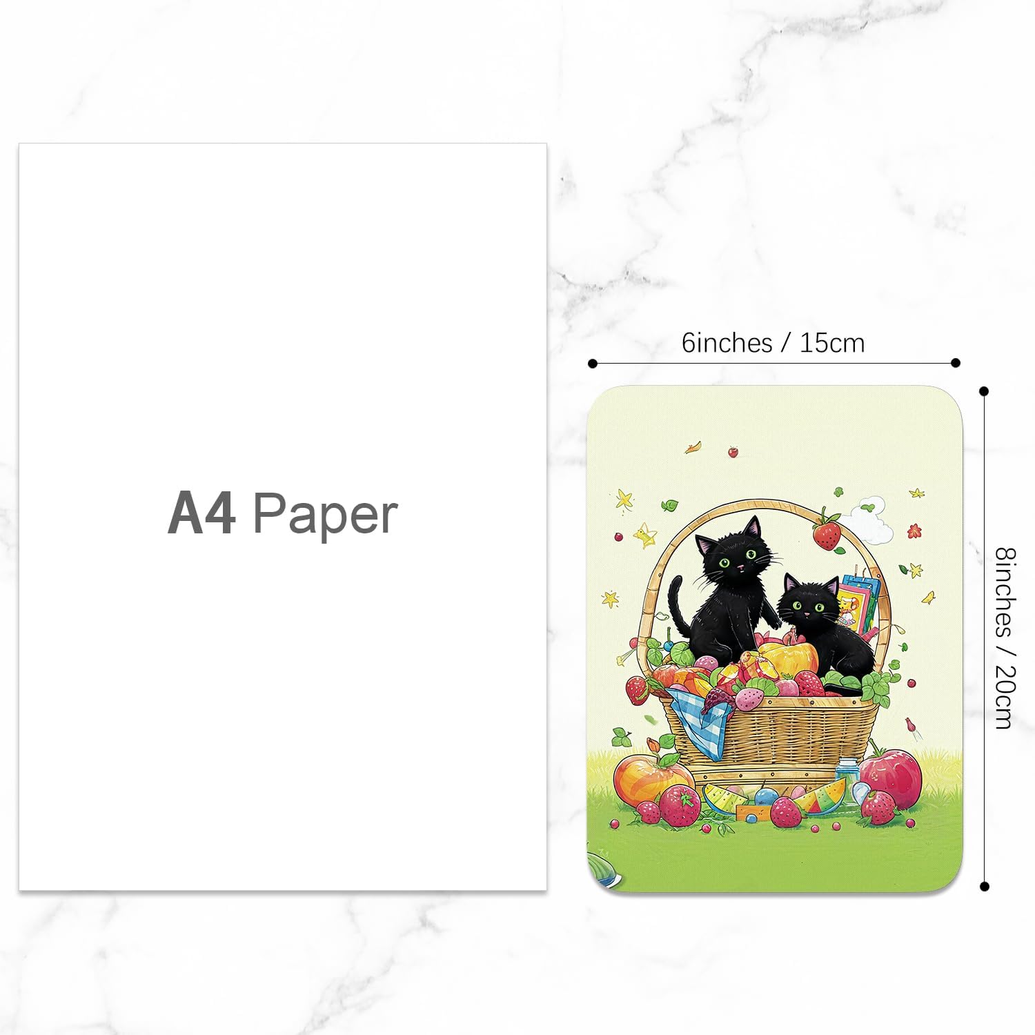 Small Mouse Pad, Mini Mouse Pad 6 x 8 Inch, Thick Rubber Waterproof Mouse Mat, Cute Mousepad for Women Men Wireless Mouse Laptops Home Office, Fruit Cat