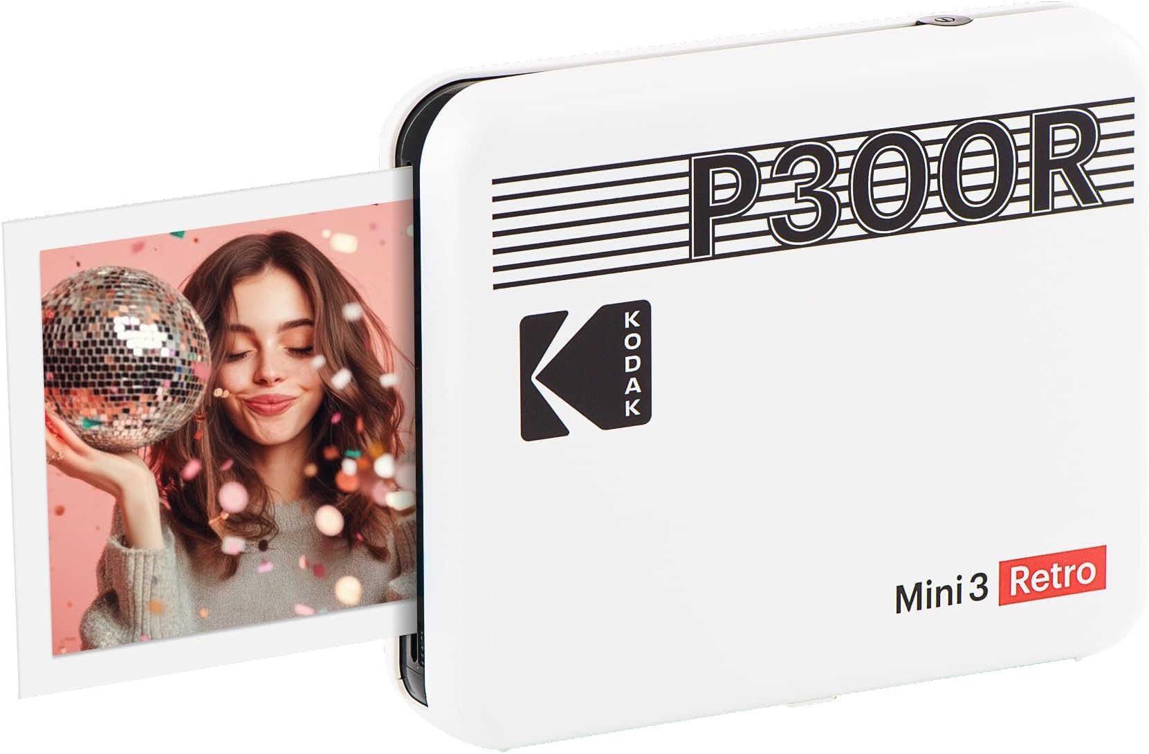 Mini 3 Retro 4PASS Portable Photo Printer (3x3") + 8 Sheets, White