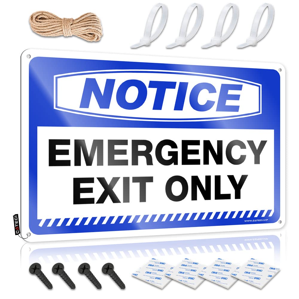 HELIOFORGE Tin Signs For Garage Notice Emergency Exit Only Tin Sign Bar Rules Sign Metal Man Cave Decor(20X30CM)