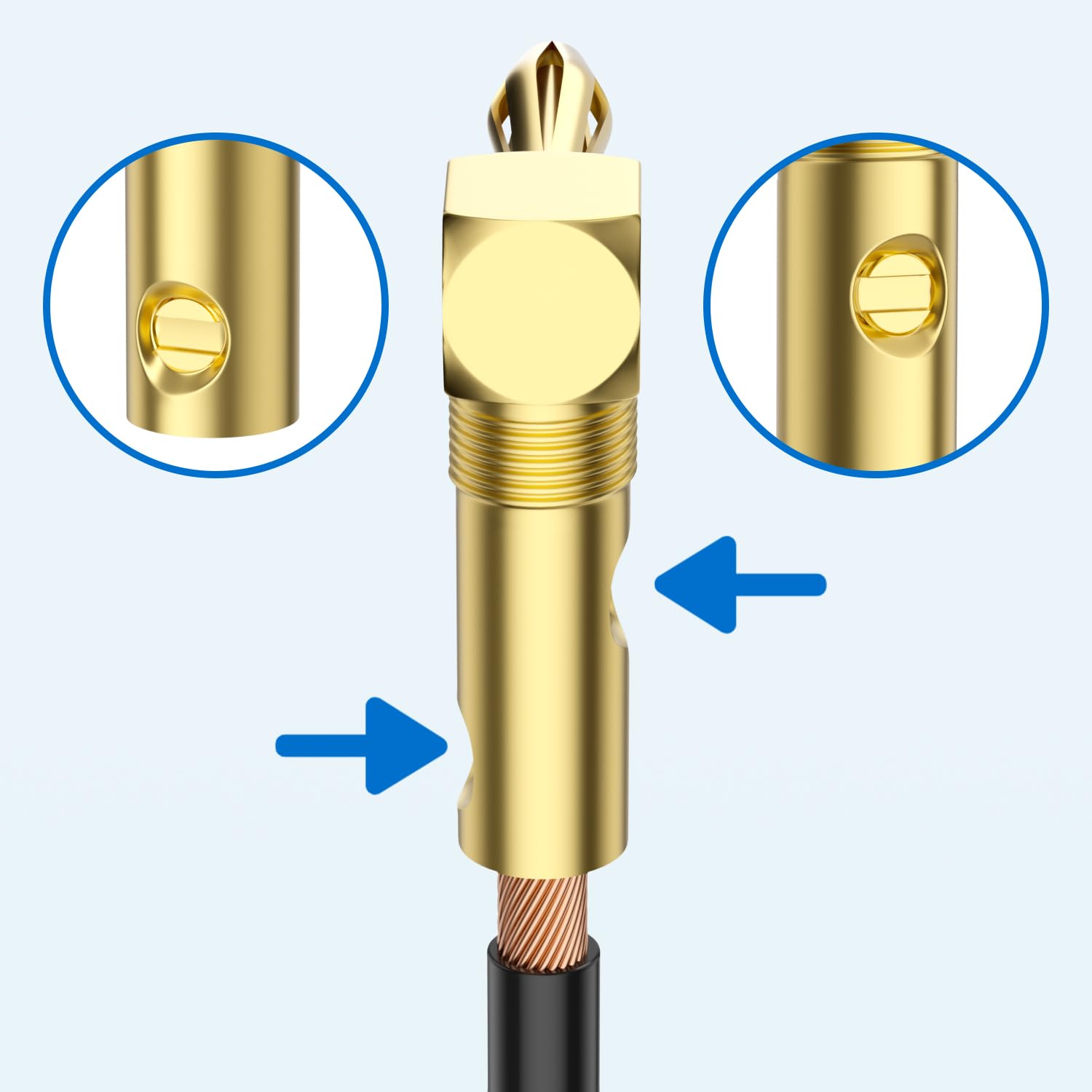 Connettori Banana Angolo 90° Placcati Oro 24K per Cavi Altoparlante 4pz (2 coppie)