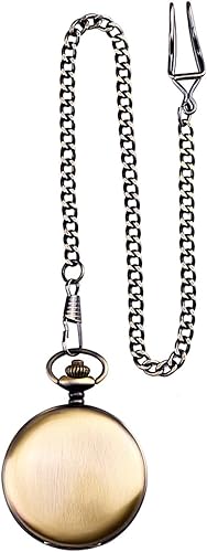 Miniatura 6 de Mudder Reloj de bolsillo clásico liso vintage para hombre de acero Navidad (bronce), bronce, Movimiento de cuarzo