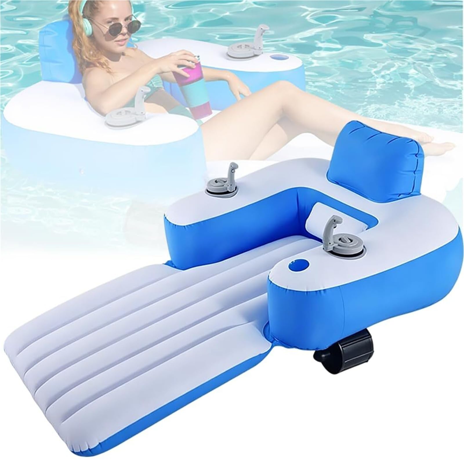 Flotador De Piscina Motorizado Sillon Inflable Flotante Hamaca De Agua Confortable Tumbona Robusta para Fiesta De Verano Adultos Piscina Lago Playa Diversion En El Jardin