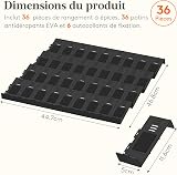 Lifewit Spice Drawer Organiser, 36PCS Interlocking Expandable Spice Rack Tray Inserts with Non-Slip Mats for Kitchen Drawers, Adjustable Storage for Spice and Seasoning Jars, Black - 2