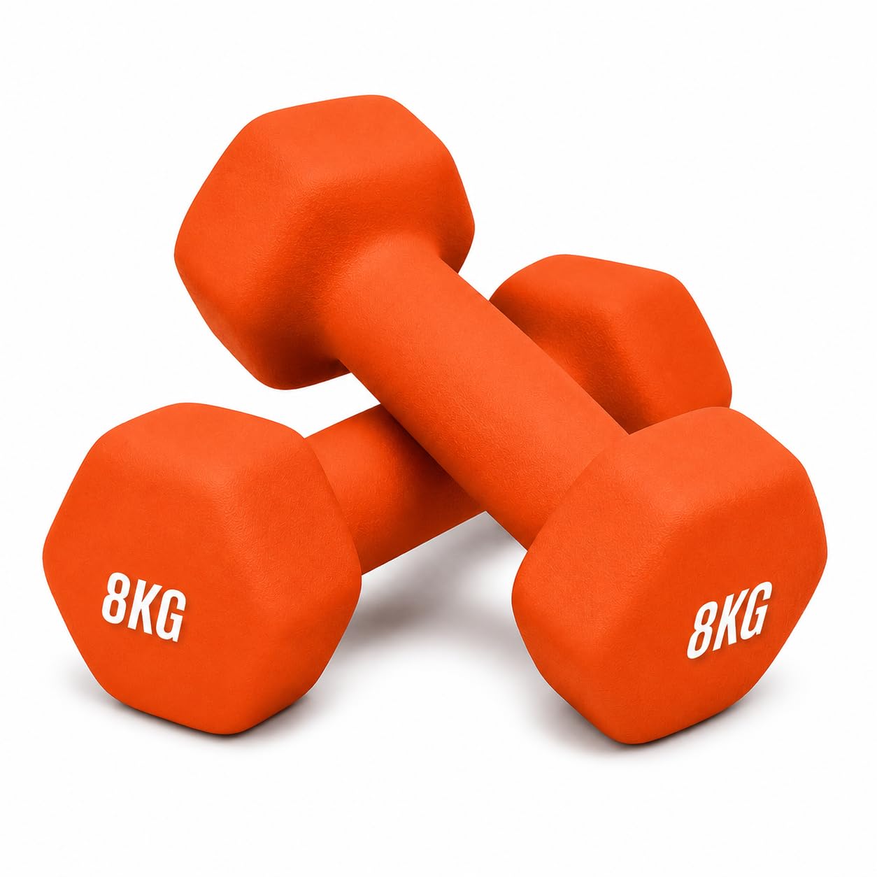 Neoprene Dumbbells Set Pair, Cast Iron Hand Weights for Home Gym Fitness, Aerobic Exercise, Strength Training, Toning, Workout Weights for Men & Women (Orange, 8kg Pair)