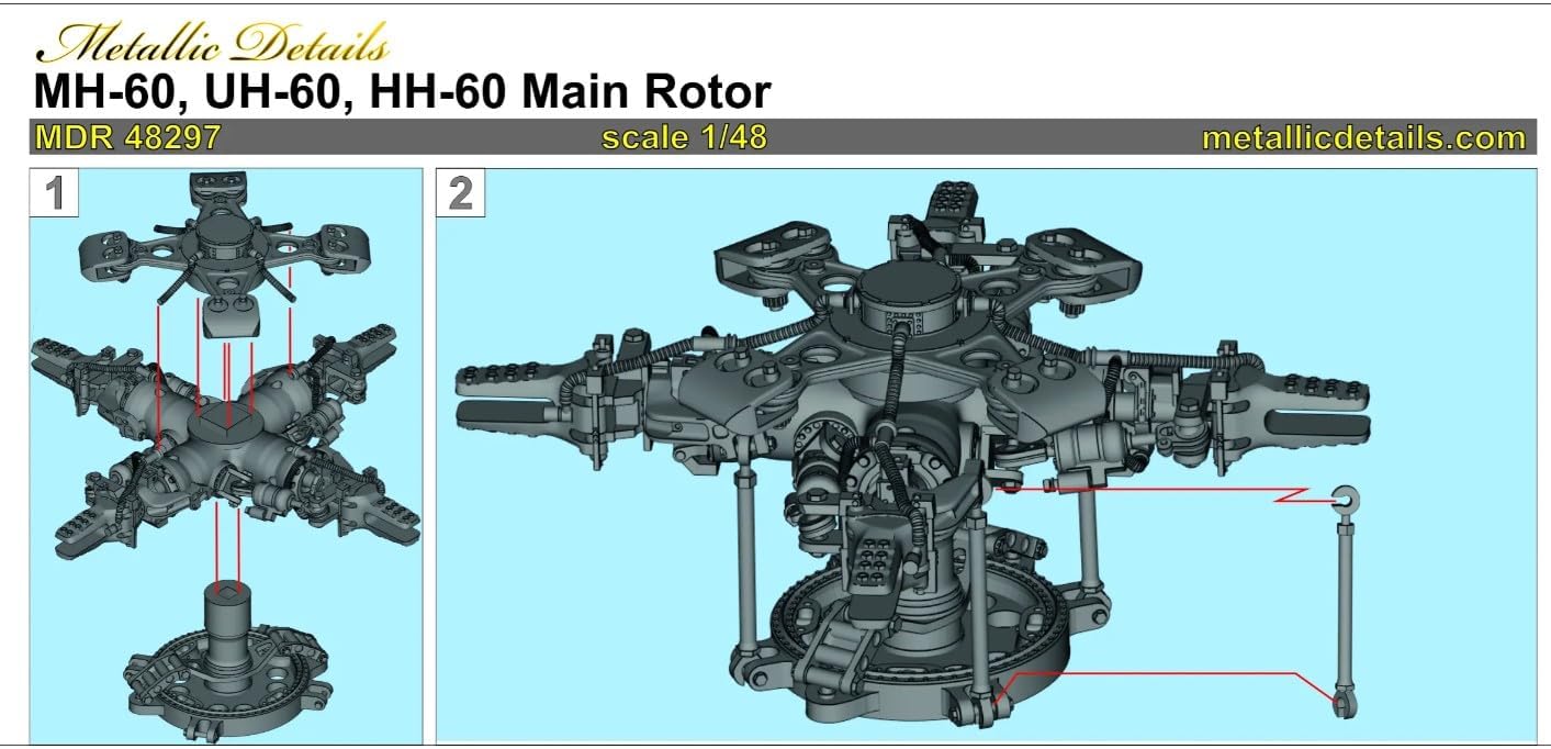 METALLIC DETAILS MDR48297 1/48 MH-60, UH-60, HH-60 Main Rotor 3D Printed Detail Set