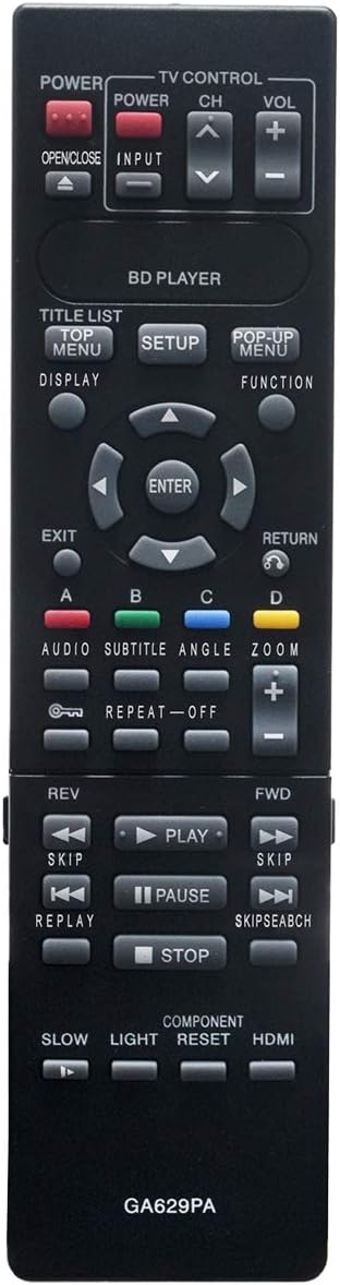 Top-down view of the ZdalaMit GA629PA remote control, showing all buttons and their labels.