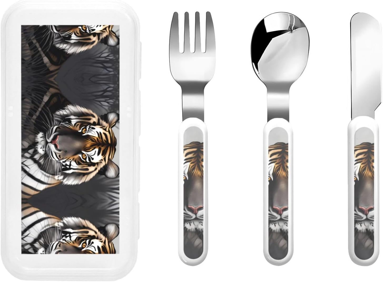 Tiger at rest Printed 3-piece tableware set, travel knife, fork and spoon set