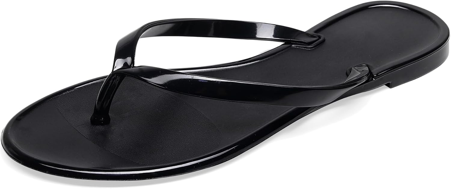 Flip Flops for Women Jelly Shoes Thong Sandals Jellies Flats Clear Slipper Summer Beach Pool Slides Size 10 Slip On Quick Drying Soft