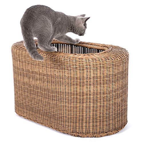 Fun Stackable Cat Condo For Indoor Cats - Interactive Play Rattan Cat House For Indoor Cats Kitty, Pet Friendly Top/Side House Entry, Cat Bed Enclosed #TOP2