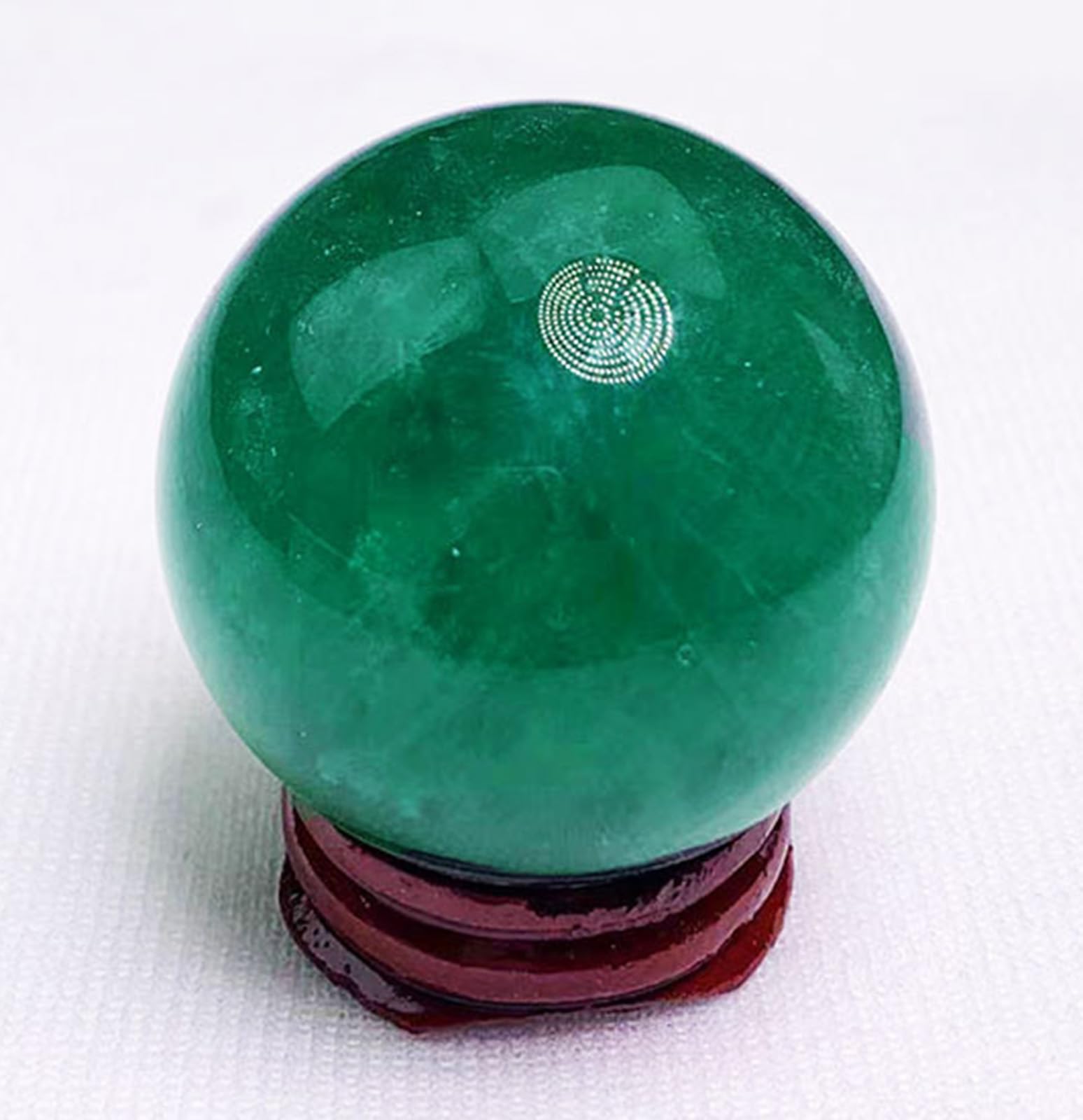 FOPURE Home Decor Crystal Ball Green Fluorite Sphere with Stand Crystals Collection Specimens Quartz Gemstone,9cm/3.5in