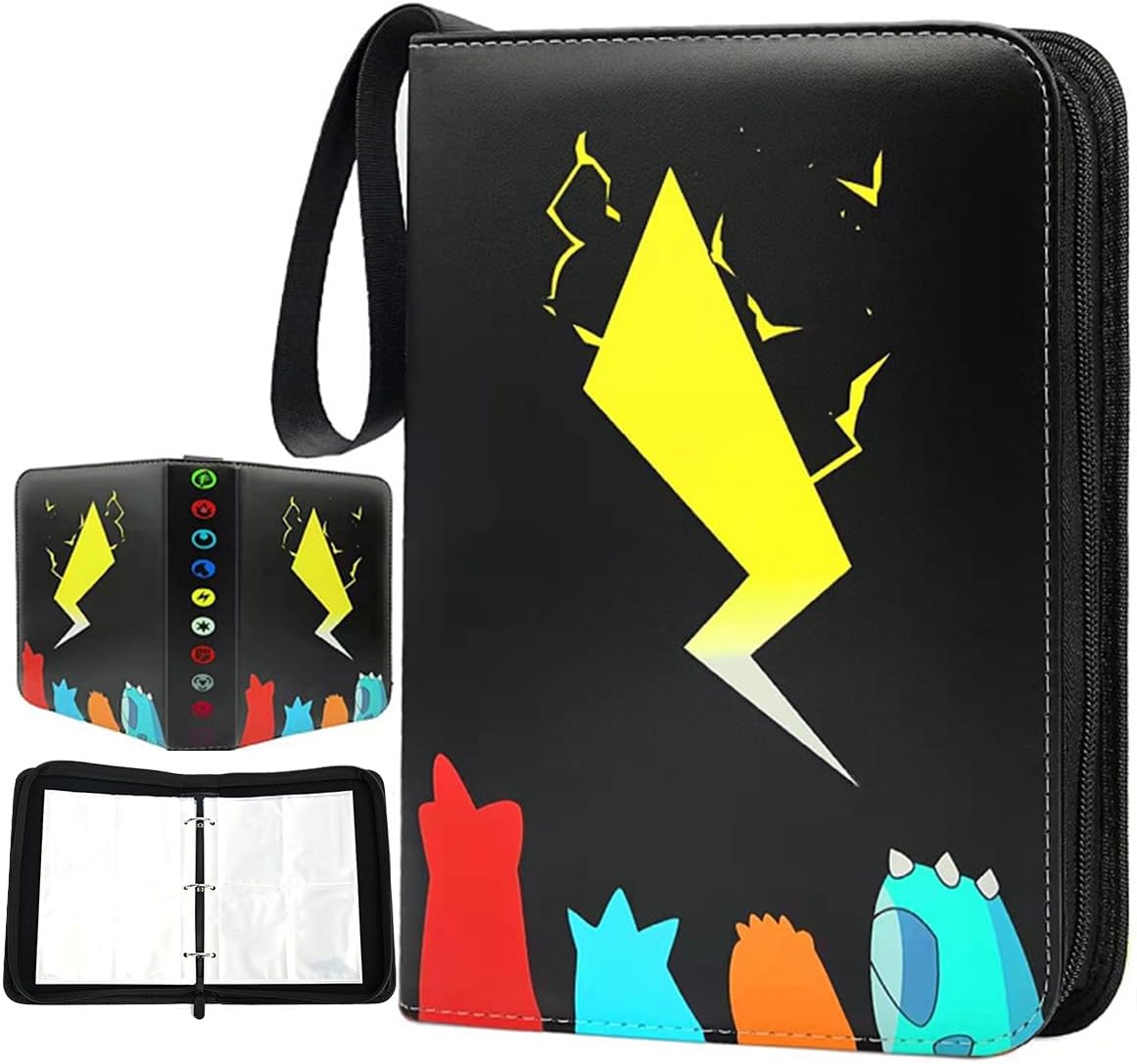 Cartoon Anime Card Binder Trading Card Games Collection Binder Case Book Holds Up to 400 Cards with 50 Removable Sleeves Carrying Case Binder Album