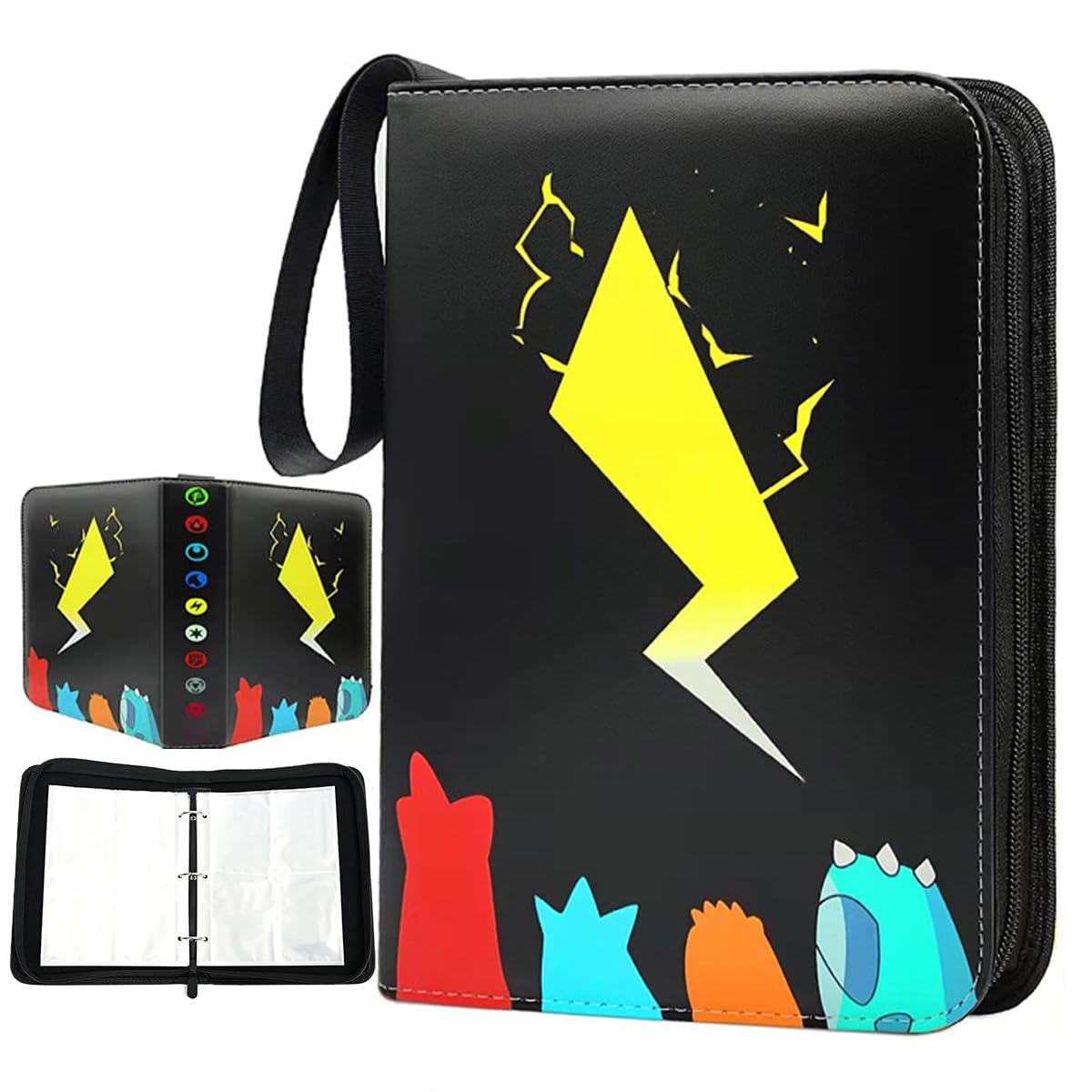 Cartoon Anime Card Binder Trading Card Games Collection Binder Case Book Holds Up to 400 Cards with 50 Removable Sleeves Carrying Case Binder Album