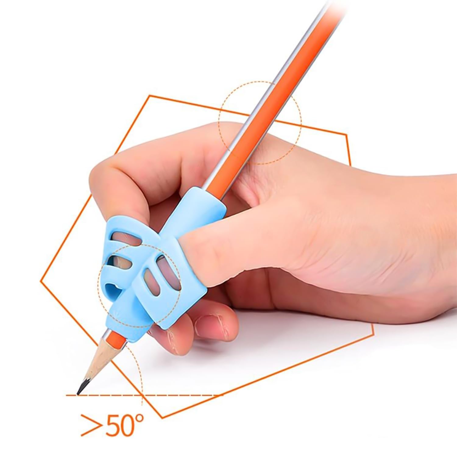 5 Impugnature Correttive Per Matita Bambini | Aiuto Postura Scrittura | Per Destri E Mancini | Multicolore - Foto 6