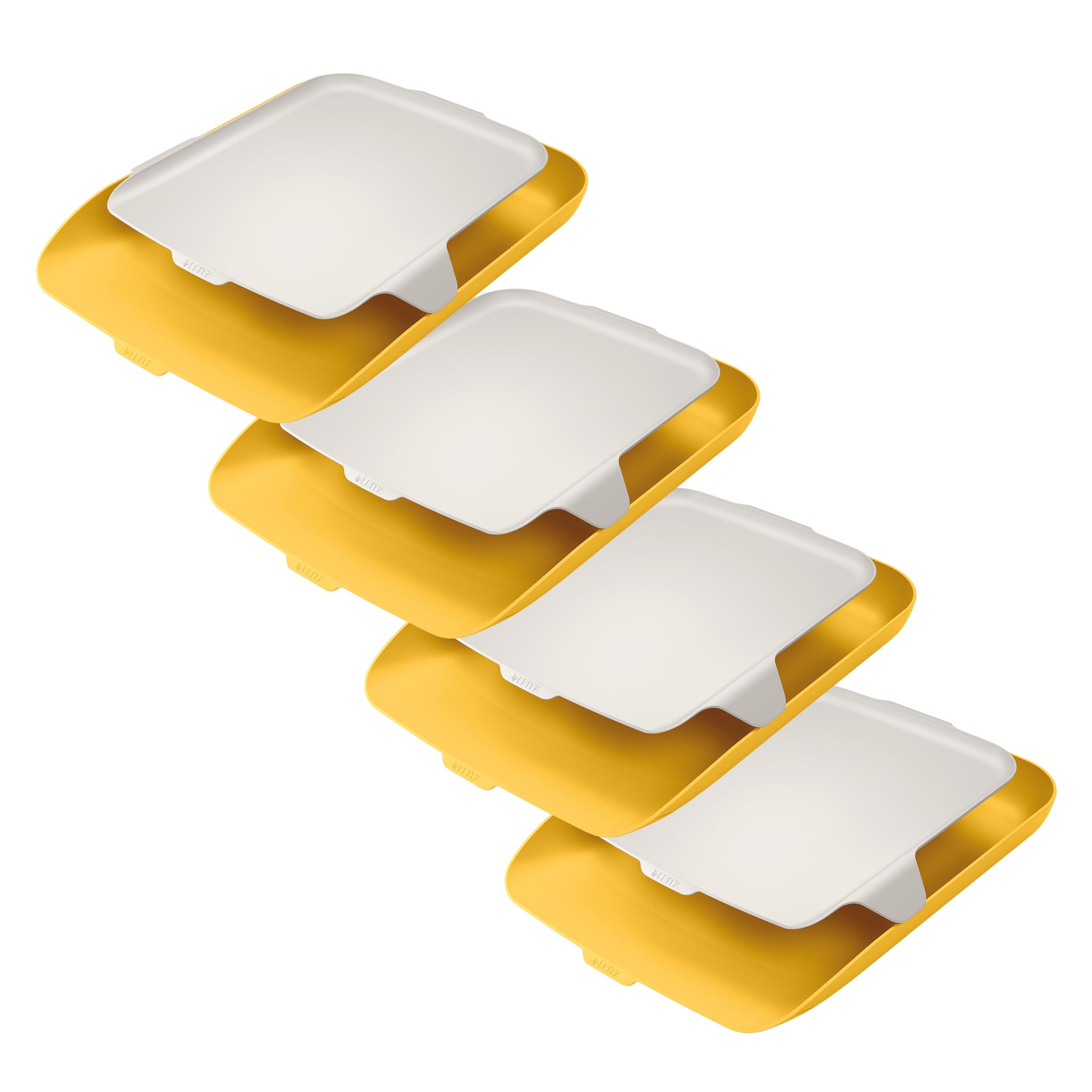 Leitz A4 Letter Tray with Organiser, Pack of 4, Warm Yellow, Cosy Series, 52590019