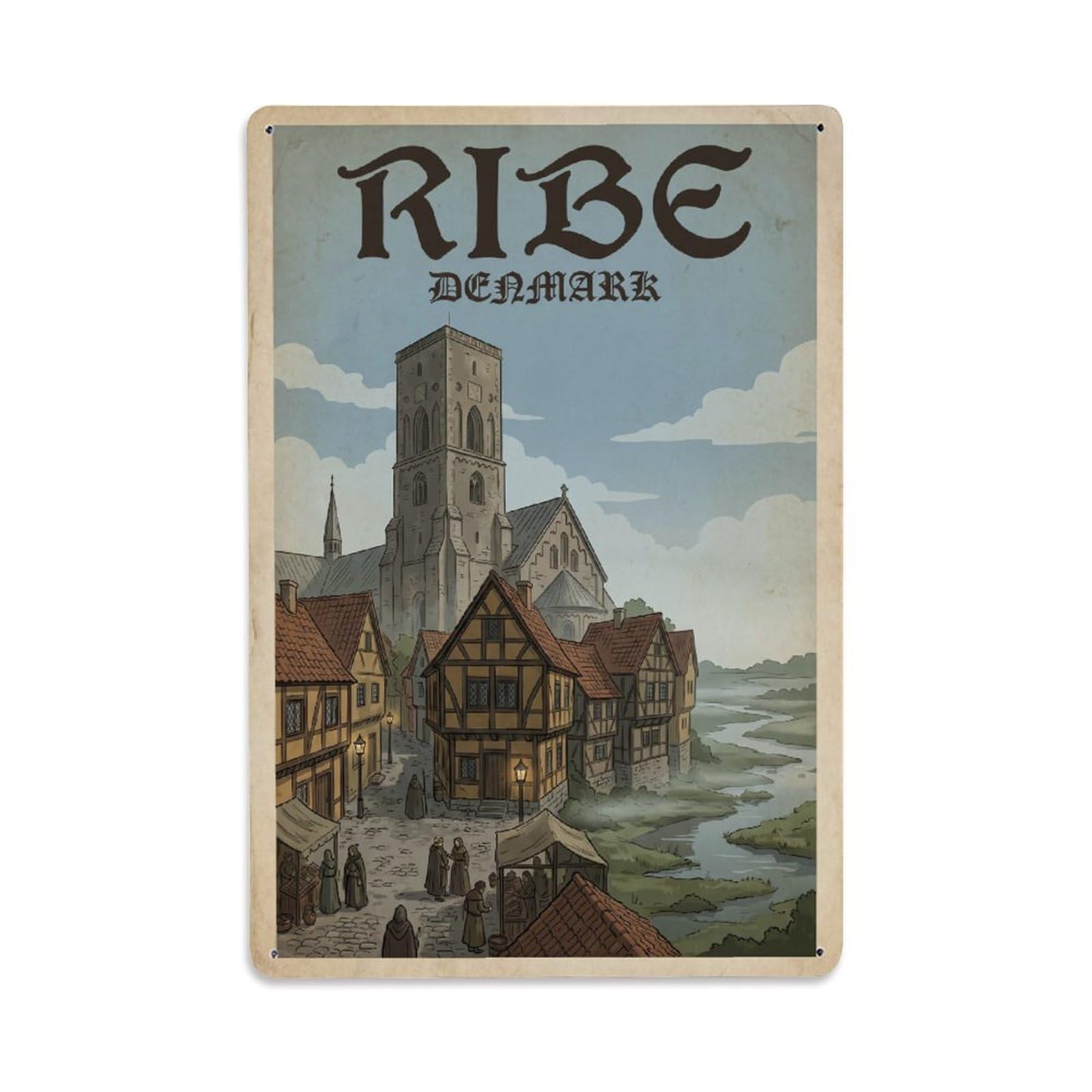 Denmark Ribe Retro Travel Metal Tin Sign
