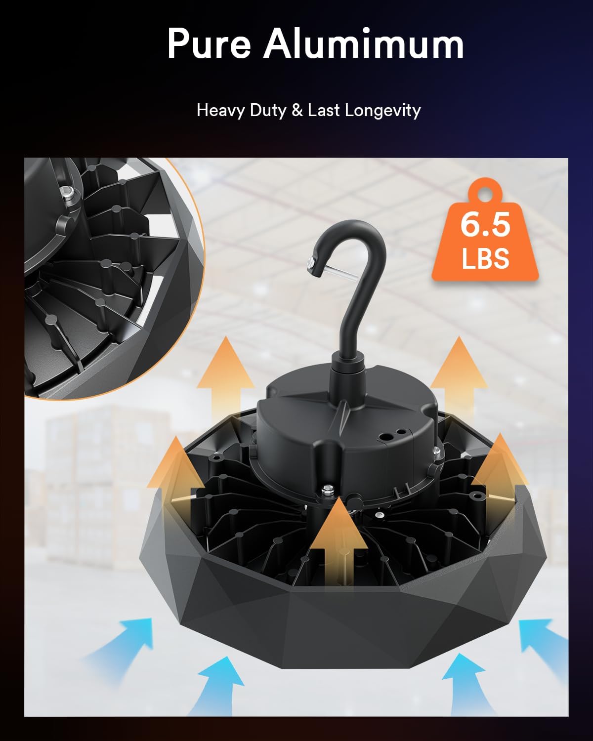 Lumary Smart UFO LED High Bay Light Motion Sensor 100W via Hub, Compatible with Alexa Google, Bluetooth Hanging Shop Lights for Garage w/Remote, 16000Lm Brightness Dimmable 1-100%, 5000K for Workshop