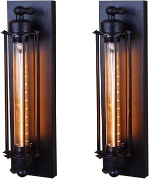 Wall Lamp Light Black Wall Lamp Industrial Wall Sconces Set of 2, Vintage Wall Light Farmhouse Metal Rustic Wall Mount Lamp, Indoor Wall Sconce Lighting for Living Room Bedroom Hallway