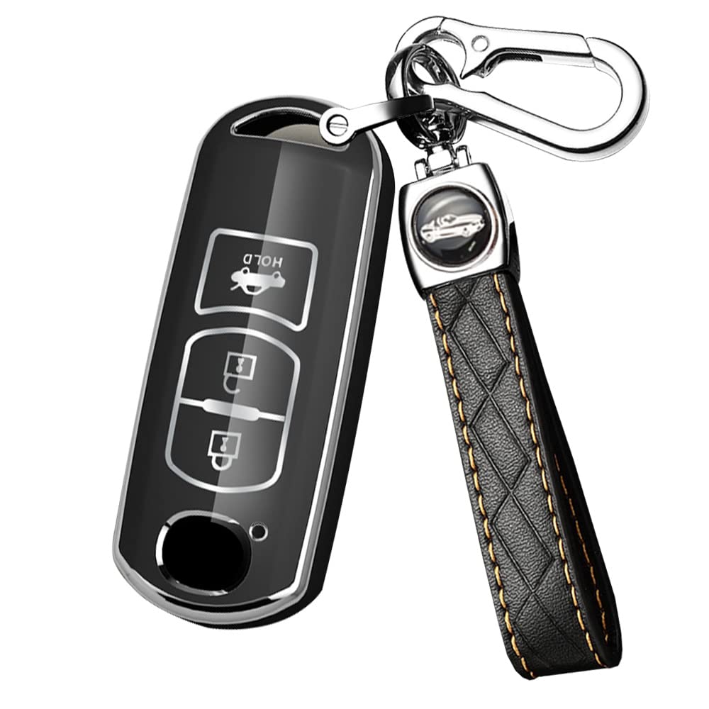 ontto Custodia per chiave auto adatta per Mazda MX5 CX-5 CX-7 CX-9 Mazda 6 Atenza Smart Key case TPU Key Shell portachiavi accessori portachiavi accessori 2 pulsanti grigio