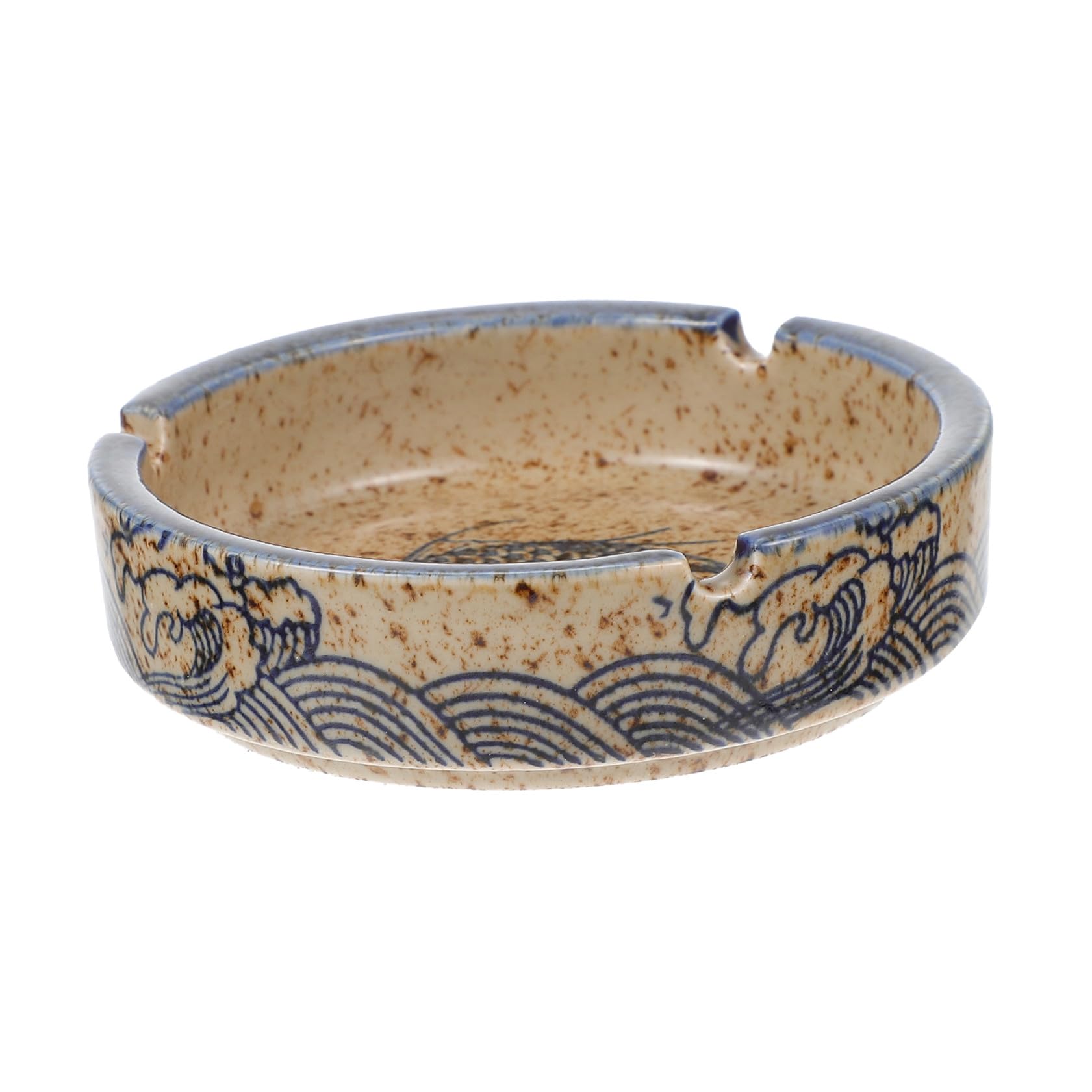 HOODANCOS Japanese Ashtray Ceramic Ashtray Vintage Underglaze Colored Ash Holder Decorative Table Ash Container for Home Office Shop Display 4.13 X 4.13 X 1.18 in