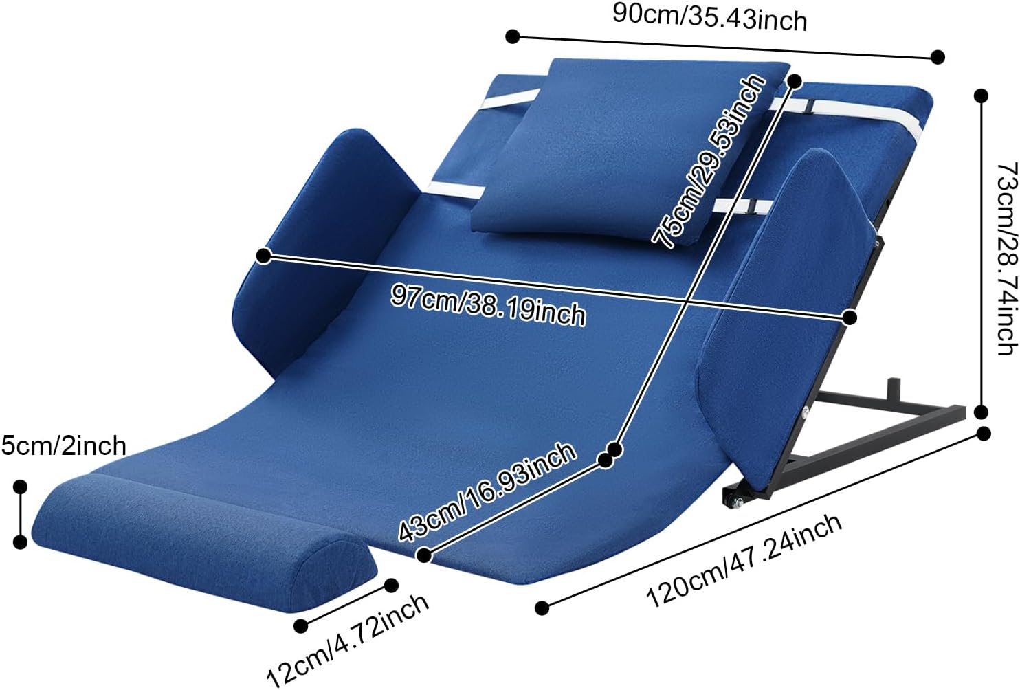 Electric Lifting Backrest, Remote Control Back Rest Lifter for Bed, 220lbs Capacity, 10-80° Adjustable Power Bed Wedge Mattress with Handrails, Assist Elderly to Get Out of Bed Easily (Blue)