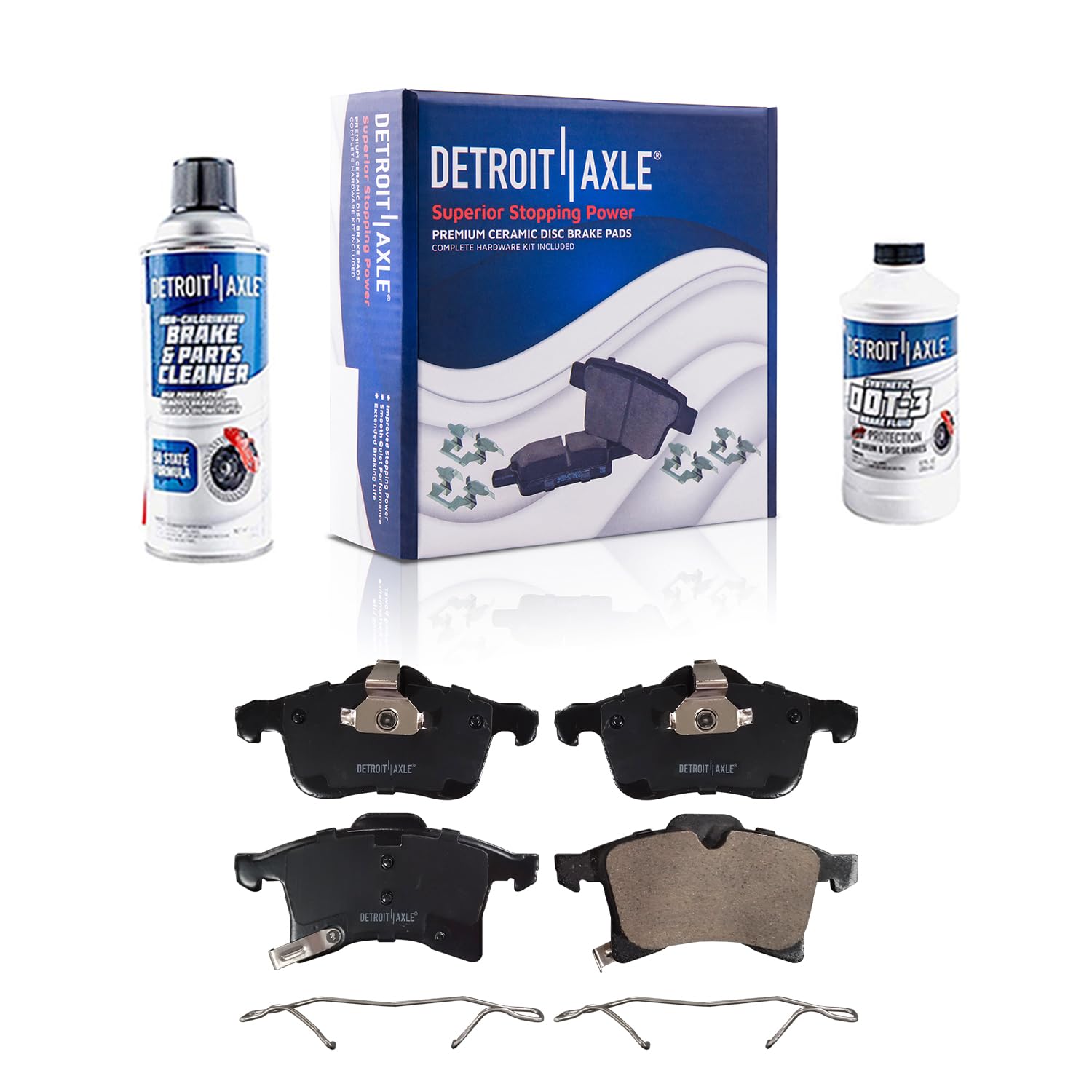 Detroit Axle - Front Ceramic Brake Pads with Hardware Set Replacement