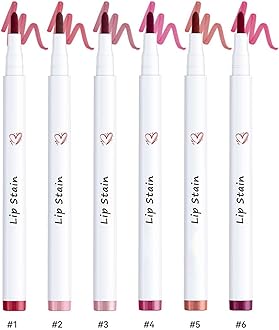 Lip Stain,Lip Tint Pen,Cream Glide Lip Liner,Long Lasting Colour Lip Marker,Hydrating Matt Lippen Liner Pens With 6 Colors To Choose,Waterproof,Moisturizing,Transfer-Proof,Lightweight (Set, 1.7ml)